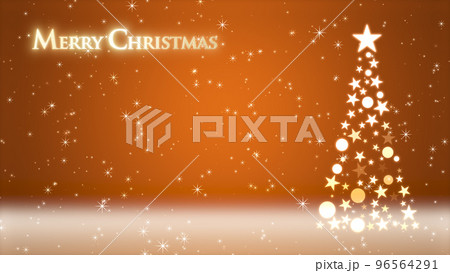 クリスマスツリーと色のついた背景にキラキラが舞う、クリスマスの文字 96564291
