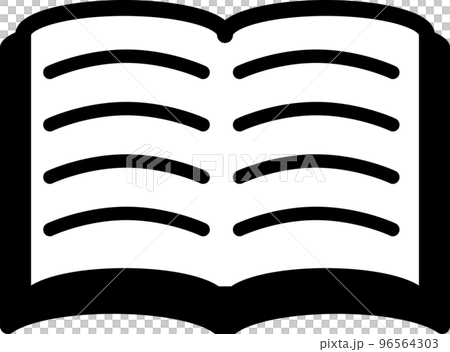文字が書かれている開いた本のピクトグラム 96564303
