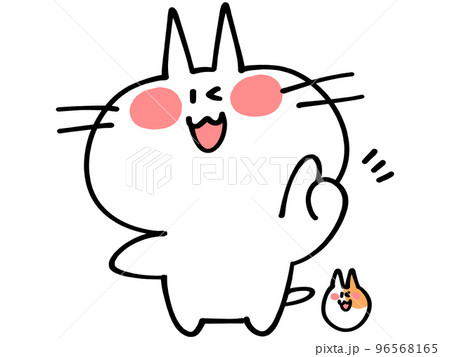 どんまいにゃんことハムスターのイラスト素材 96568165