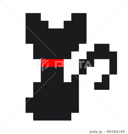 黒猫　後ろ姿　ドット絵　アイコン 96568199