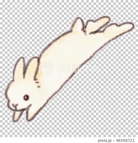 飛び跳ねるウサギの水彩風イラスト 飛び跳ねるウサギの水彩風イラスト 96568721
