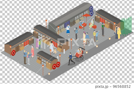Diverse people enjoying Kyoto cityscape and sightseeing in Japan 96568852