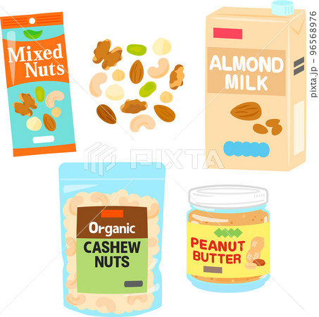 ナッツを使った食品のイラストセット ナッツを使った食品のイラストセット 96568976