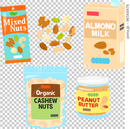 ナッツを使った食品のイラストセット ナッツを使った食品のイラストセット 96568976