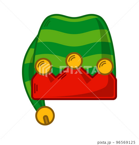 Cartoon green Elf hat illustration. EPS 10 vector 96569125