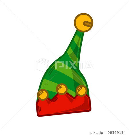 Cartoon green Elf hat illustration. EPS 10 vector 96569154