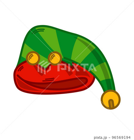 Cartoon green Elf hat illustration. EPS 10 vector Cartoon green Elf hat illustration. EPS 10 vector 96569194
