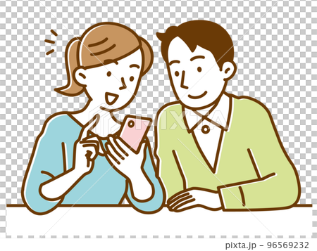 一對年輕夫婦在智能手機上購物 96569232