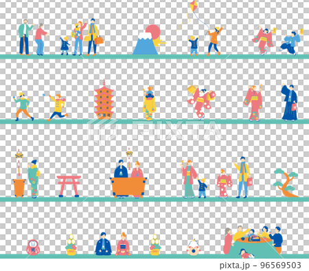 お正月を楽しむ人達 お正月を楽しむ人達 96569503