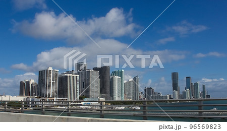 Downtown Miami cityscape view with condos and office buildings. 96569823