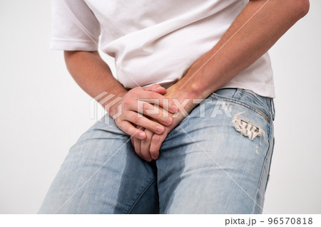 Man with prostate complication have problem with urinary incontinence. Man with prostate complication have problem with urinary incontinence. 96570818