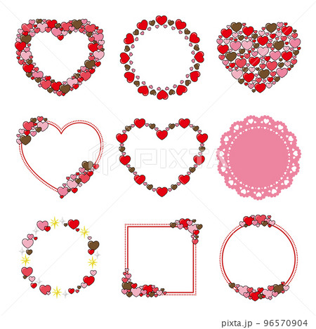 かわいい赤のハート型フレームセット 96570904