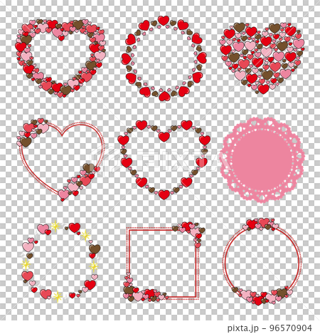 かわいい赤のハート型フレームセット 96570904
