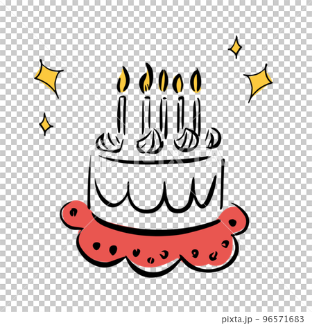 生日蛋糕 生日蛋糕插畫_線描 96571683
