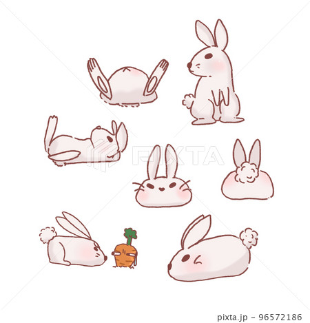 Set of cute white rabbit sticker. Set of cute white rabbit sticker. 96572186
