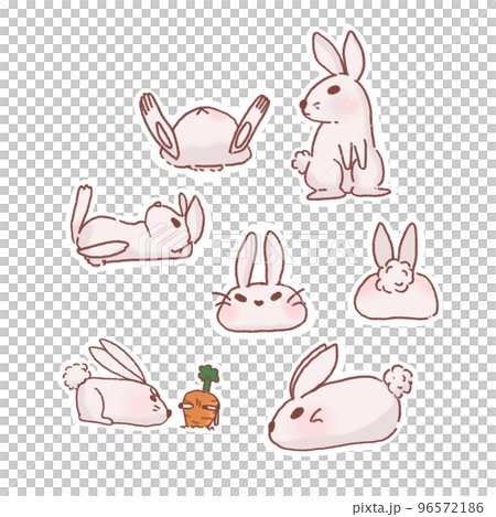 Set of cute white rabbit sticker. Set of cute white rabbit sticker. 96572186