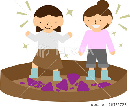 ぶどう踏み体験をする女性のイラスト ぶどう踏み体験をする女性のイラスト 96572723