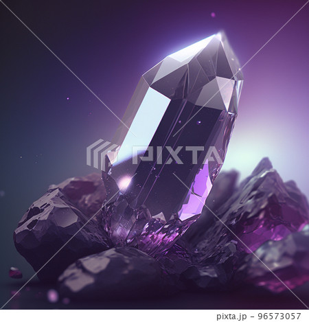 宝石 アメジスト 高価 ダイヤモンド 鉱石 紫のイラスト素材 [96573057