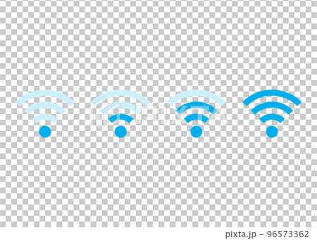 Wi-Fi mark Light blue Wi-Fi signal strength illustration set Icon material Variation Wi-Fi mark Light blue Wi-Fi signal strength illustration set Icon material Variation 96573362