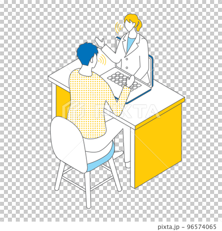 Isometric _ simple _ illustration of online counseling 96574065