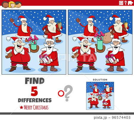 differences game for children with Santa...のイラスト素材 [96574403] - PIXTA