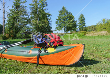 Canoeing trip on the river. Active recreation on the water. Canoeing trip on the river. Active recreation on the water. 96574459