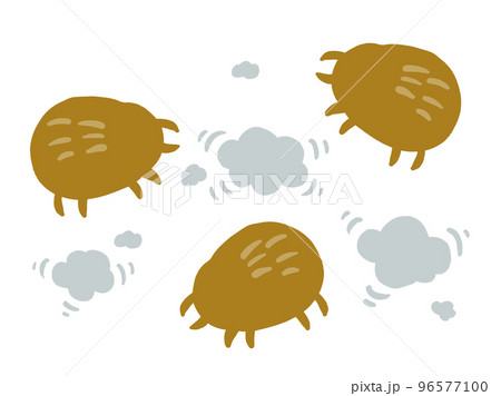 かわいいダニとホコリのセット/手描きイラスト素材 かわいいダニとホコリのセット/手描きイラスト素材 96577100