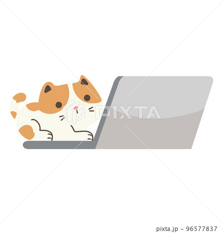 Cute cat on notebook cartoon 96577837