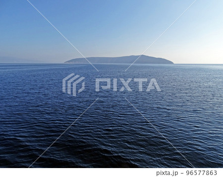 View from the ferryboat Valbiska-Merag, connection from the shore to Krk island, Croatia View from the ferryboat Valbiska-Merag, connection from the shore to Krk island, Croatia 96577863