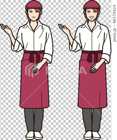 ファストフード女性店員 案内する 全身 96578424