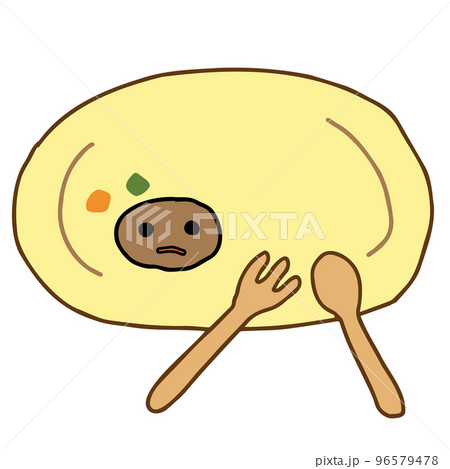 皿の上に食べ残されたハンバーグ 96579478