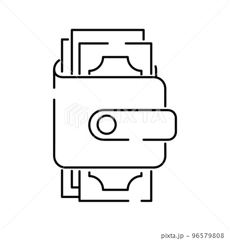 Wallet with money. Vector line flat icon. Salary symbol, sell, money, business 96579808