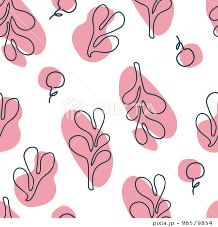Abstract modern leaves in Matisse style. Seamless minimalist vector pattern Abstract modern leaves in Matisse style. Seamless minimalist vector pattern 96579854