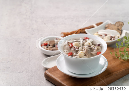 Four Tonics Soup. Delicious traditional Chinese herb flavor food. 96580430