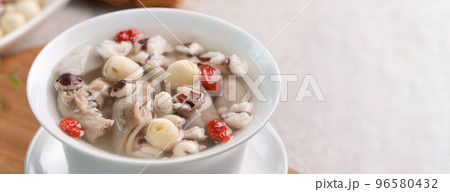 Four Tonics Soup. Delicious traditional Chinese herb flavor food. 96580432