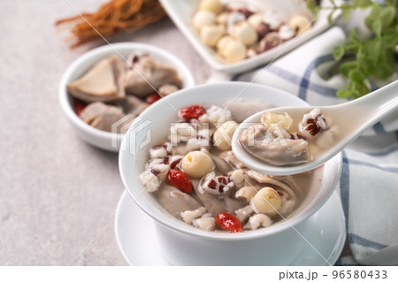 Four Tonics Soup. Delicious traditional Chinese herb flavor food. 96580433