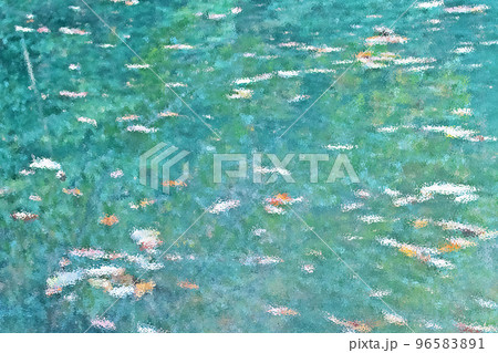 湖面に浮かぶ落ち葉の幻想的な背景 96583891