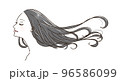 なびく長い黒髪 96586099
