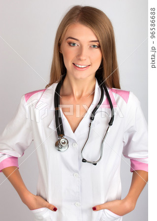 beautiful woman doctor with a stethoscope beautiful woman doctor with a stethoscope 96586688
