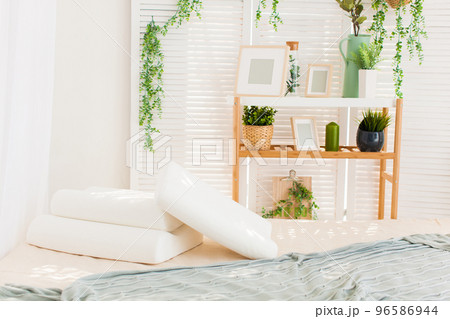 beautiful interior photographs of the modern bedroom, comfortable pillows of orthopedic beautiful interior photographs of the modern bedroom, comfortable pillows of orthopedic 96586944