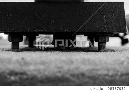 Structural support on concrete with gap to main plate and anchor bolts Structural support on concrete with gap to main plate and anchor bolts 96587032