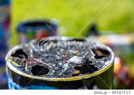 Top of cardboard burnt firework tubes Top of cardboard burnt firework tubes 96587215