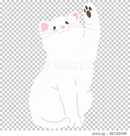 Illustration of a simple and cute white cat playing while sitting No main line Illustration of a simple and cute white cat playing while sitting No main line 96588096