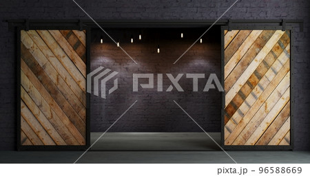 Barn Sliding Wooden Door in Loft Room 96588669