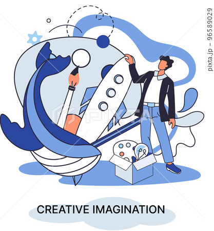 Creative mind, imagination or brainstorm or originative idea concept. Phantasy flow and creativity 96589029