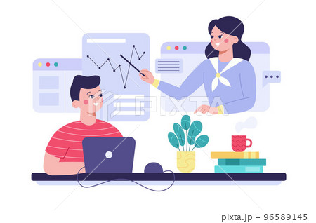Concept of e-learning platform and distance...のイラスト素材 [96589145] - PIXTA