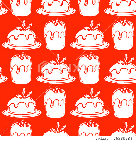 Seamless pattern with traditional Christmas cake 96589533