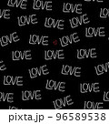 Vector seamless pattern with hand drawn LOVE lettering and hearts 96589538