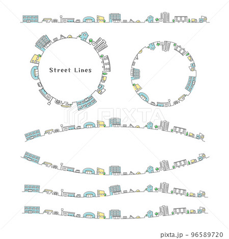 街並みのライン 町の飾り枠 街並みのライン 町の飾り枠 96589720