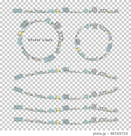 街並みのライン 町の飾り枠 街並みのライン 町の飾り枠 96589720